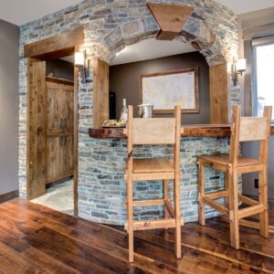 Stone rock bar alcove created by Kelowna & Big White Custom home builder