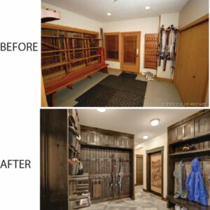 Renovation of boot room at ski chalet done by Kelowna & Big White Custom home design builder
