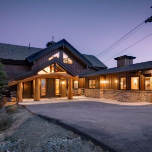 Log timber entrance created by Kelowna & Big White Custom home design builder near me