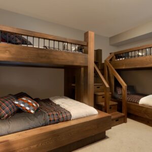 Modern timber bunk beds designed by Big White custom builder & Kelowna custom home builder designer