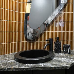 Modern powder room & modern bathroom created by Kelowna home builder & Big White custom home builder designer