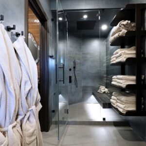 Tiled steam shower designed by Kelowna home builder & Big White custom home builder designer