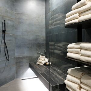 Steam room in ski chalet created by Kelowna & Big White Custom home builder designer