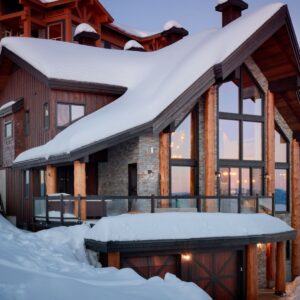Custom chalet with log accents design build built by Big White custom chalet builder & Kelowna custom home builder designer