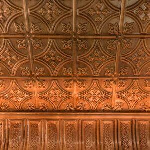 Tin ceiling design in clubhouse design built by Kelowna Commercial Contractor Weninger Construction & Design