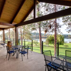 Outdoor dining at Shannon Lake Golf Course designed by Kelowna commercial designer & Kelowna commercial builder & Kelowna contractor