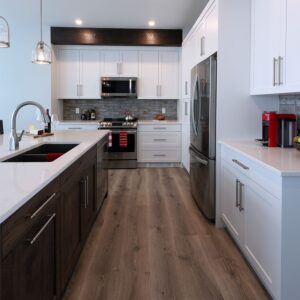 White granite countertops in kitchen design built by Big White luxury chalet builder & Kelowna construction company & home designer