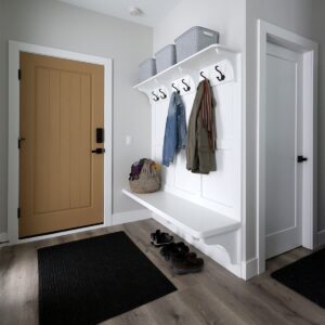 Simple front entry design in ski chalet at Big White, BC designed by Big White custom chalet builder & Kelowna custom home builder designer