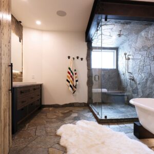 Luxury bathroom design built by Big White custom chalet builder & Kelowna construction company & home designer