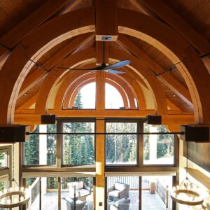 Wood rafter feature & wood T&G ceilings built by Big White custom home builder & Kelowna residential home contractor & home designer