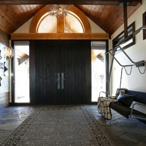 Flagstone floors in ski chalet built by Big White custom home builder & Kelowna home builder & home designer