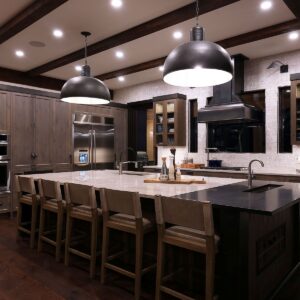 Large eat-at kitchen island built by Big White custom home builder & Kelowna home builder & home designer