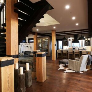 Open concept kitchen design created by Big White custom home builder & Kelowna custom home builder & home designer