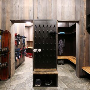 Spacious boot room designed by Kelowna & Big White Custom home design builder