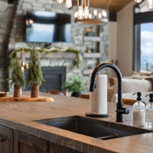 Granite countertop island designed by Big White, BC custom home builder & Kelowna custom home builder near me & custom house designer