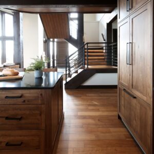 Beautiful entryway & custom designed staircase built by Big White custom builder & Kelowna home builder designer