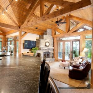 Custom timber frame house designed by Kelowna custom home designer & Kelowna construction company
