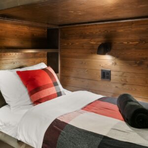 Custom rustic wood bunkbeds designed by Big White custom home builder & Kelowna custom home builder designer