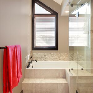 Tiled custom steam shower designed by Big White contractor & Kelowna contractor & custom home designer