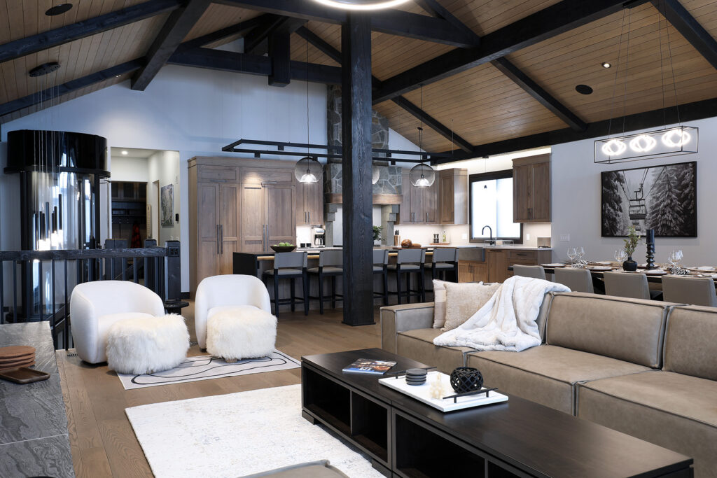 Open concept living area in custom home designed by Weninger Construction & Design Ltd.