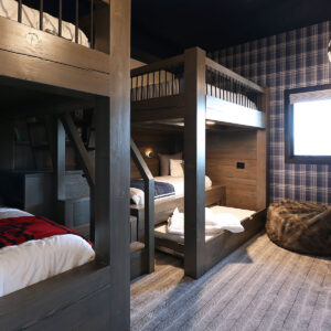 Custom bunk beds with King Size upper and lower trundle bed