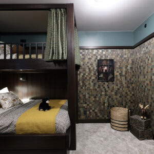Bunk bed detail, kids bedroom with timber and rustic accents