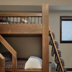 Timber Bunk bed with ladder blanket storage